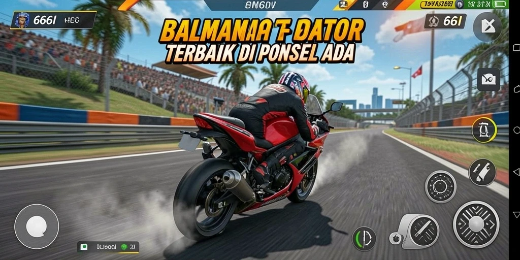 Tampilan gameplay 666I yang mendebarkan saat balapan motor.