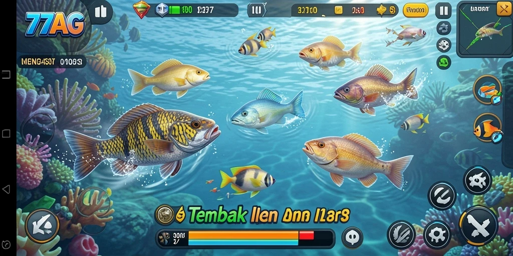 Tampilan gameplay Tembak Ikan 77AG yang seru dan menantang.