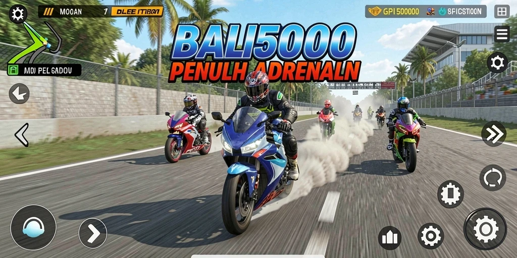 Tampilan menarik dari gameplay balapan motor yang mendebarkan.