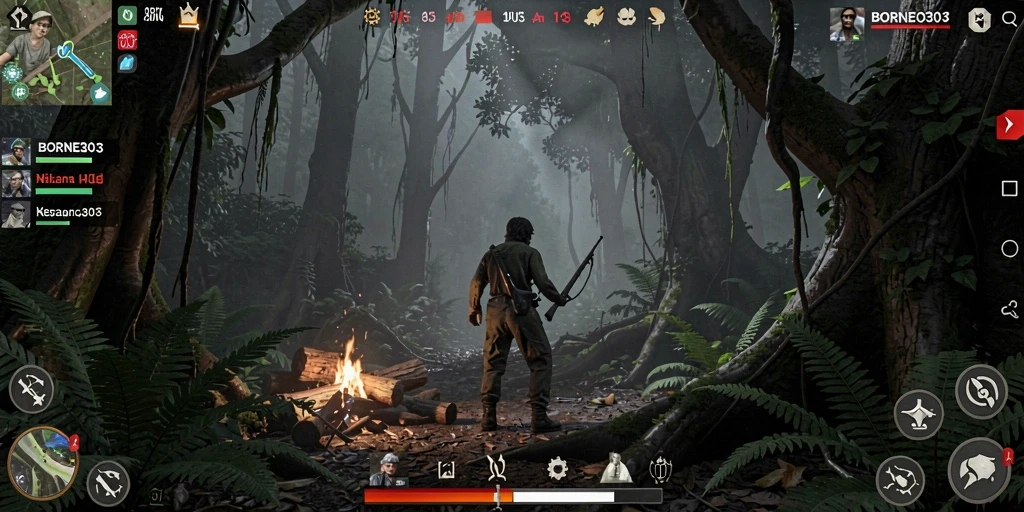 Screenshot gameplay BORNEO303 dengan suasana horor yang mencekam.