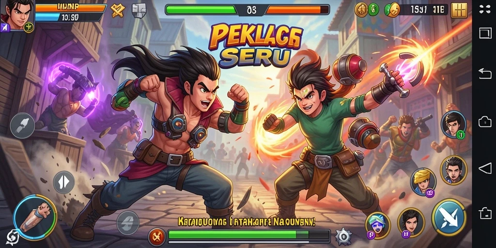 Tangkapan layar gameplay INDORP menampilkan pertarungan epik antara karakter yang unik.