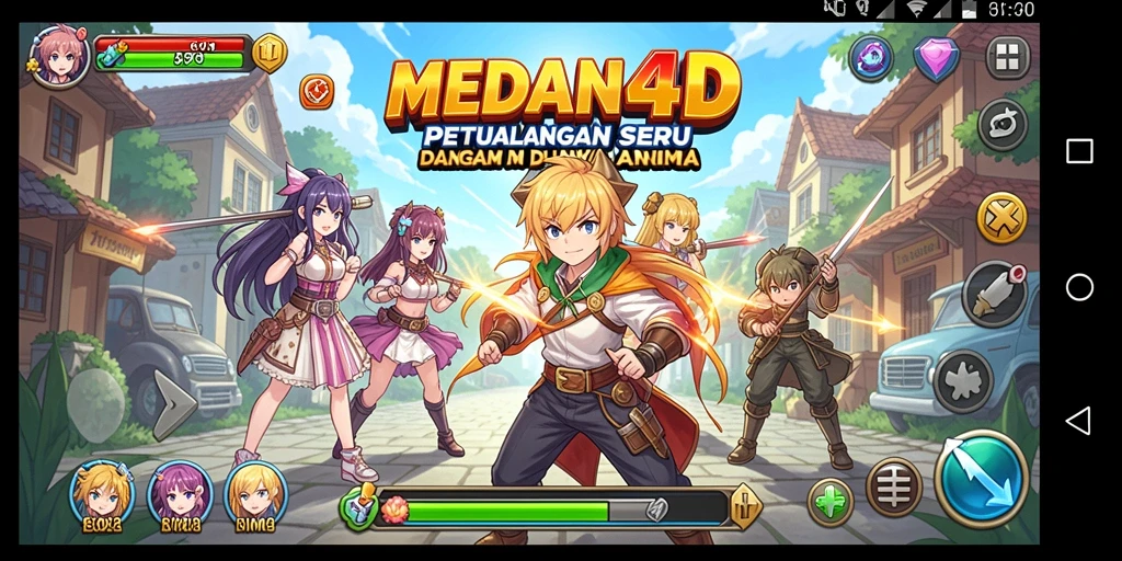 Screenshot gameplay <strong>MEDAN4D</strong> menampilkan aksi seru dengan karakter anime.
