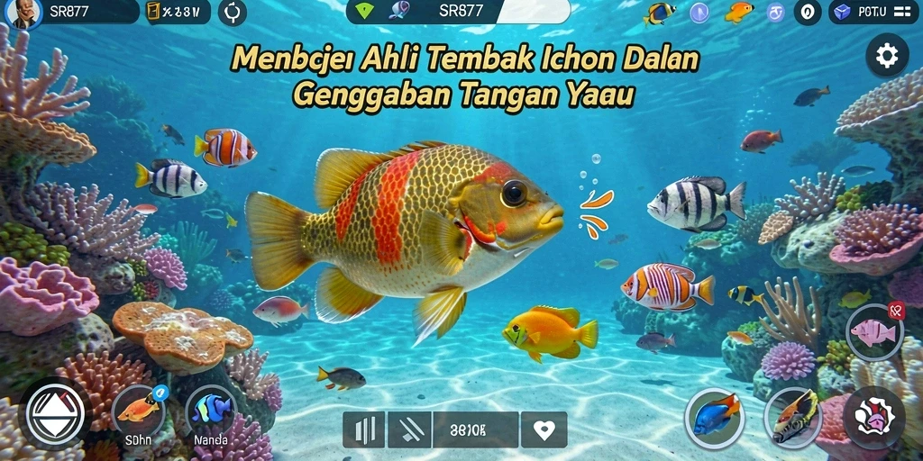 Screenshot gameplay SR877 dengan aksi menembak ikan yang seru.