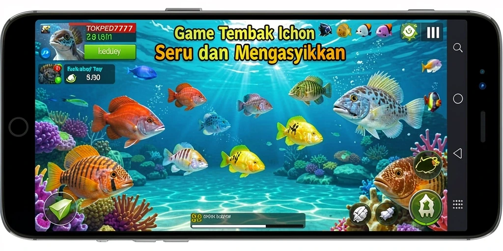 Tampilan gameplay seru saat menembak ikan di TOKPED777.